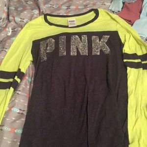 Green black and sparkle pink shirt